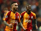 Adem Buyuk z Galatasaraye Istanbul se raduje ze vstelené branky do sít Brugg.