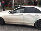 Nehoda dvou aut a autobusu v Braníku. (27. 11. 2019)