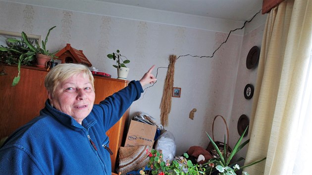 Marie Hájková a další majitelé domů v Dolních Pochlovicích, místní části Kynšperka nad Ohří na Sokolovsku, se už pět let potýkají s vlhnoucími a praskajícími domy. Ty začaly takto pracovat poté, co se vodou zcela naplnil nedaleký uhelný lom.