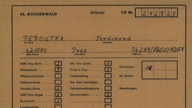 Mezi zveejnnmi archivliemi jsou tak dokumenty tkajc se eskoslovenskch obt nacismu, napklad publicisty a spisovatele Ferdinanda Peroutky.