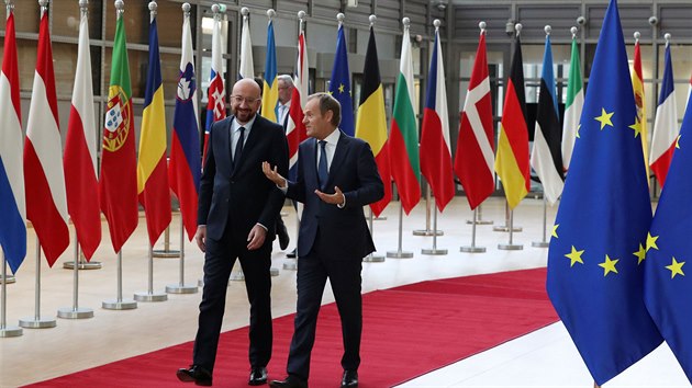 Pedseda Evropsk rady Donald Tusk se v Bruselu setkal se svm nstupcem ve veden vrcholn unijn instituce, bvalm belgickm premirem Charlesem Michelem. (29. listopadu 2019)