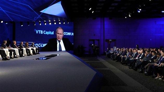 Rusk prezident Vladimir Putin mluv na investinm fru v Moskv. (20. listopadu 2019)
