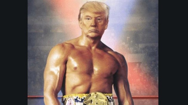Donald Trump nahrl na svj twitterov et fotomont, kter ho pedstavuje jako filmovho boxera Rockyho Balbou (27. listopadu 2019).