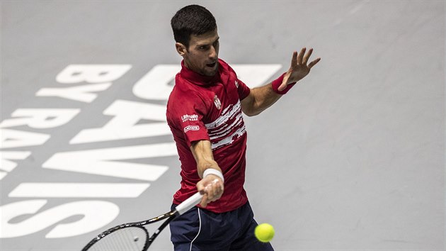 Novak Djokovi ze Srbska bhem finlovho turnaje Davis Cupu