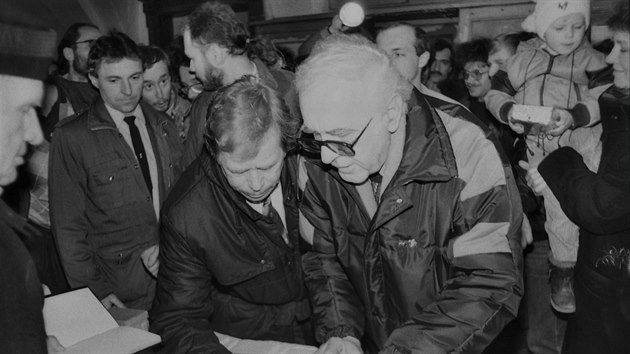 Nvtva prezidenta Vclava Havla v Jaromi 27. ledna 1990