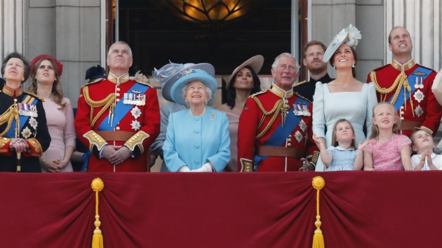 Britsk krlovsk rodina na oslavch Trooping the Colour (Londn, 9. ervna 2018)