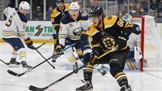 David Pastrák z Bostonu v akci proti Buffalu.