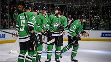 Hokejisté Dallasu slaví gól. Zleva: Sekera, Faksa, Perry, Polák, Cogliano.