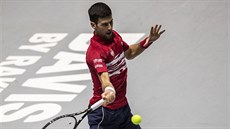 Novak Djokovi ze Srbska bhem finálového turnaje Davis Cupu