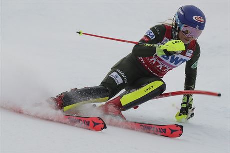 Amerianka Mikaela Shiffrinová na slalomu v Killingtonu.