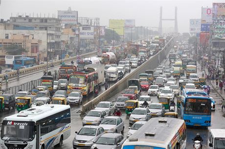 Dopravní zácpa v indickém Bengalúru.