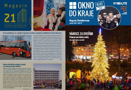 Titulní strany aktuálních vydání oficiálního magazínu Zlínského kraje (vlevo) a...