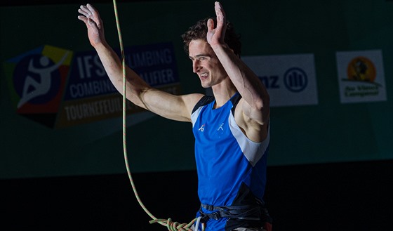 Adam Ondra bhem olympijsk kvalifikace v Toulouse