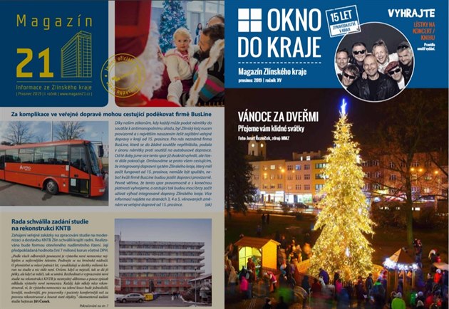 Titulní strany aktuálních vydání oficiálního magazínu Zlínského kraje (vlevo) a...
