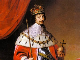 Fridrich Falcký s českými korunovačními klenoty na obraze Gerrita von...