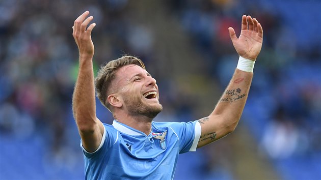 Ciro Immobile z Lazia v utkn proti Udinese.