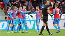 Radost fotbalist Plzn v zápase proti Bohemians.