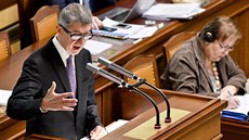 Premiér Andrej Babi (ANO) na schzi Poslanecké snmovny, na jejím programu...