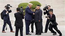 U.S. President Donald Trump meets with North Korean leader Kim Jong Un at  the...