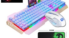 XinMeng M398 Rainbow LED podsvícená multimediální ergonomická USB klávesnice se...