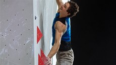 Adam Ondra během olympijské kvalifikace v Toulouse