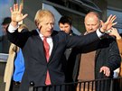 Premiér Boris Johnson pi návtv severovýchodu Británie. (14. prosince 2019)