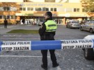 Policisté zasahují ped Fakultní nemocnicí Ostrava. (10. prosince 2019)