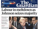 Titulní strana britského deníku The Guardian. (13. prosince 2019)