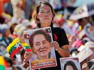 Demonstrace na podporu barmské vdkyn a nositelky Nobelovy ceny za mír Do Aun...