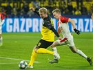 Julian Brandt stílí druhý gól Dortmundu, slávista Petr evík mu nestaí.