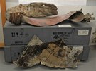 Fragmenty letadel nalezench na stedn Morav po leteck bitv z roku 1944.