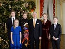 Belgický princ Gabriel, princezna Eleonore, královna Mathilde, král Philippe,...