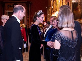 Vévodkyn Kate se zdraví s hosty na recepci v Buckinghamském paláci (Londýn,...
