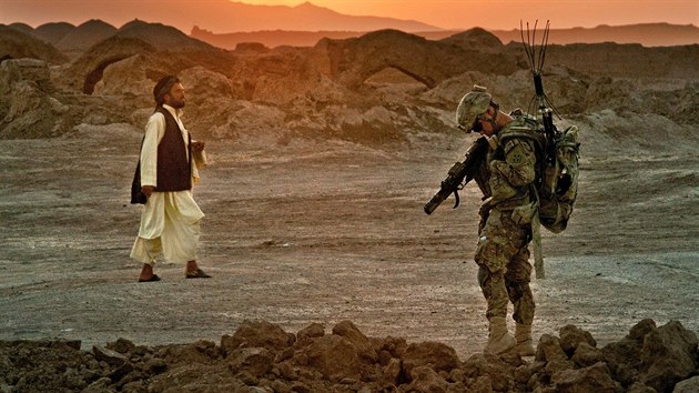 Americk marik bhem patroly v afghnskm Kandahru (2014)