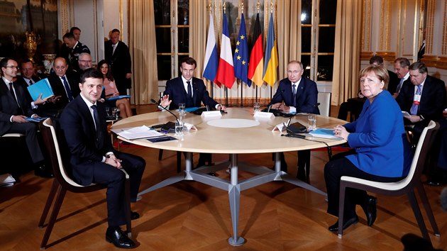 Normandská čtyřka jedná o konfliktu na Ukrajině. (9. prosince 2019)