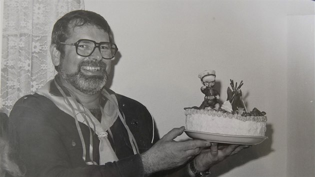 Bohuslav Špinar, jeden z pamětníků počátků skautingu ve Žďáře nad Sázavou na snímku z roku 1990