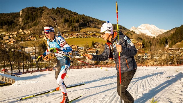 esk biatlonista Adam Vclavk na trati sprintu v  Le Grand-Bornand.