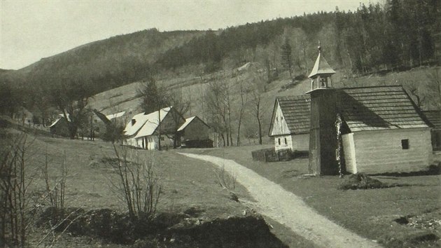 Historick fotografie zachycujc pohled na osadu Hranin v Jesenkch (nmecky Grnzgrund i Grenzgrund)