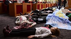 Zasedání zastupitelstva rozjit�il i protest hnutí Extinction Rebellion (Rebelie...