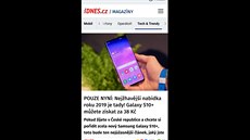 Podvodná nabídka superlevného Samsungu Galaxy S10+ zneuívá znaku iDNES.cz