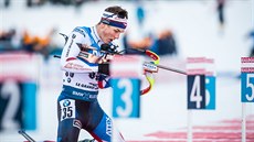 eský biatlonista Jakub tvrtecký na trati sprintu v  Le Grand-Bornand.