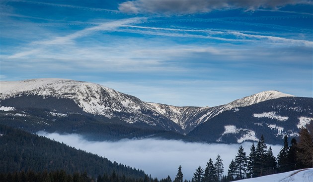 Snka v inverzním poasí pi pohledu od ikovy boudy (17. 12. 2019)