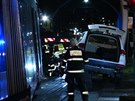 Na praském Barrandov se stetlo auto s tramvají. (20. prosince 2019)