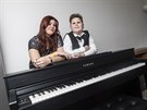 Desetiletý klavírista Pavel Minařík se sestrou Natálií (22.12.2019).