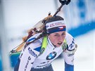 eská biatlonistka Jessica Jislová na trati sprintu v  Le Grand Bornand.