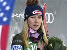 Amerianka Mikaela Shiffrinová po triumfu v obím slalomu v Lienzu.