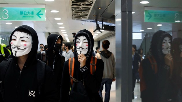 Demonstranti v Hongkongu protestovali v nkupnm stedisku. (28. prosince 2019)