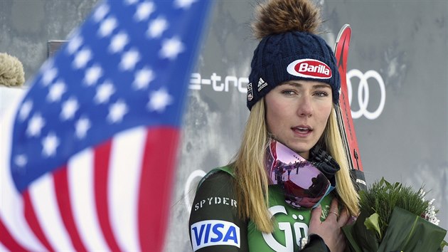 Amerianka Mikaela Shiffrinov po triumfu v obm slalomu v Lienzu.