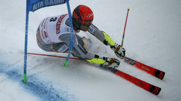 Norsk lya Leif Kristian Nestvold-Haugen na trati obho slalomu v Alta Badii
