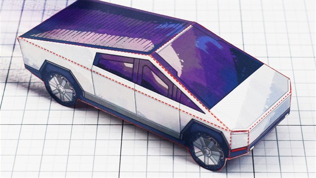 Papírový model Tesla Cybertruck na stránkách Folduptoys.com